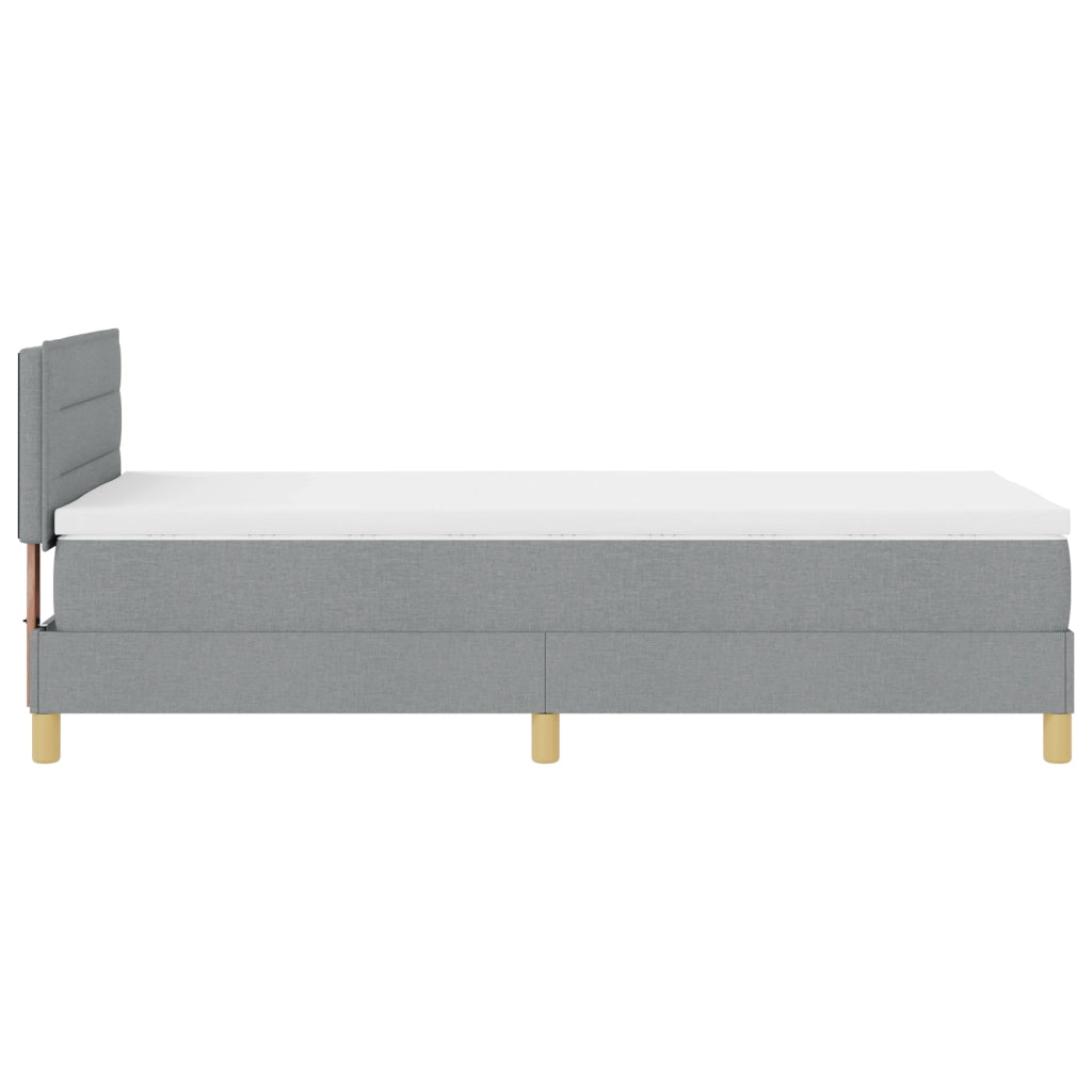Letto con Box Spring con materasso Grigio chiaro 80x200 cm Tessuto