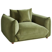 Poltrona velluto verde Gambe di legno morbide Stile moderno arredamento scandinavo