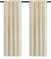 Set di 2 tende oscuranti - tessuto di lusso in velluto - isolante termico e stile - blocca luce e suono - beige - 140x245 cm