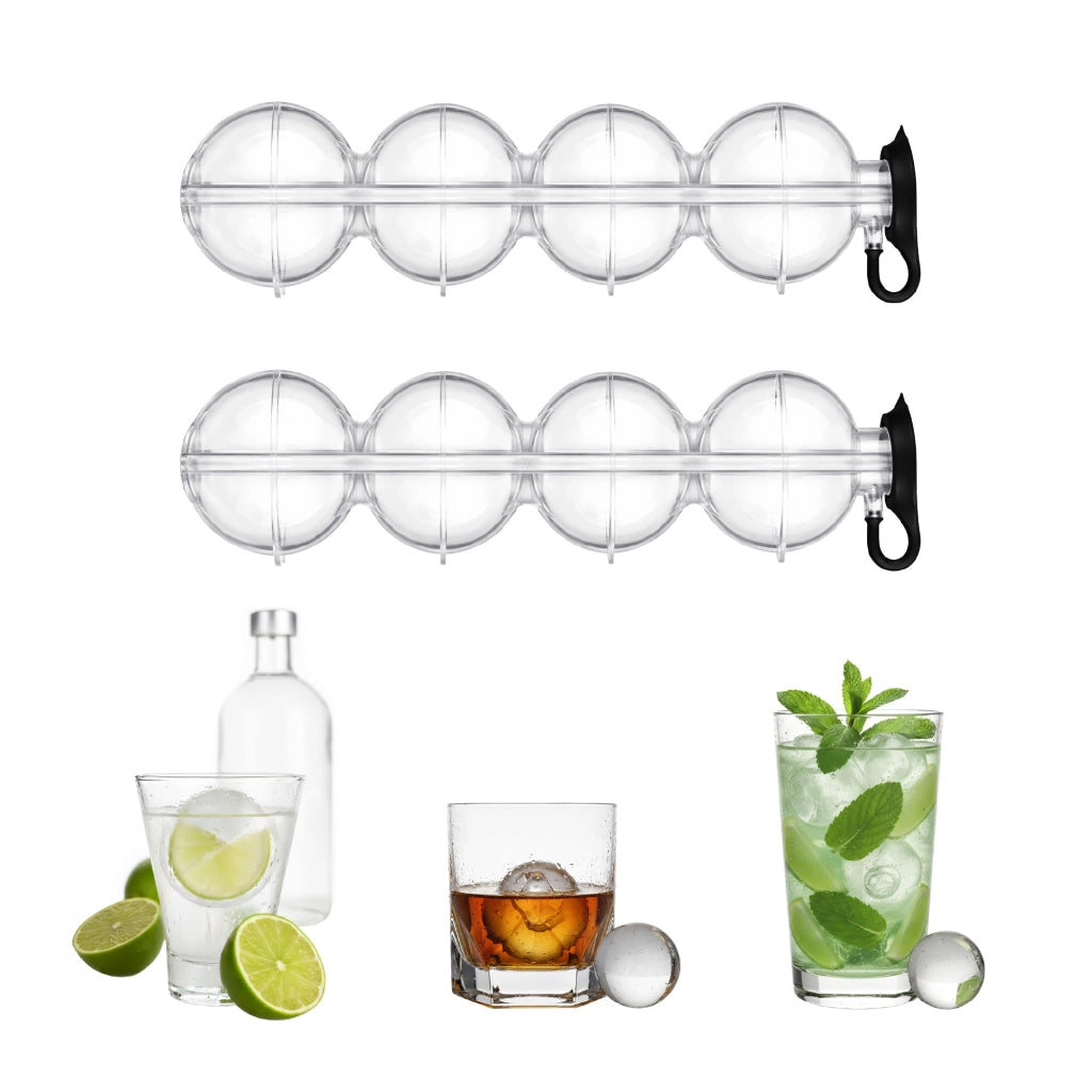 Set 8 Sfere per Ghiaccio con Stampi Apribili 6,5 cm – Palle Ghiaccio Riutilizzabili in Plastica Alimentare con Gancio – Ideali per Cocktail, Whisky e Bevande