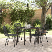 Set da Pranzo da Giardino 5 Pezzi Nero in Rattan Sintetico