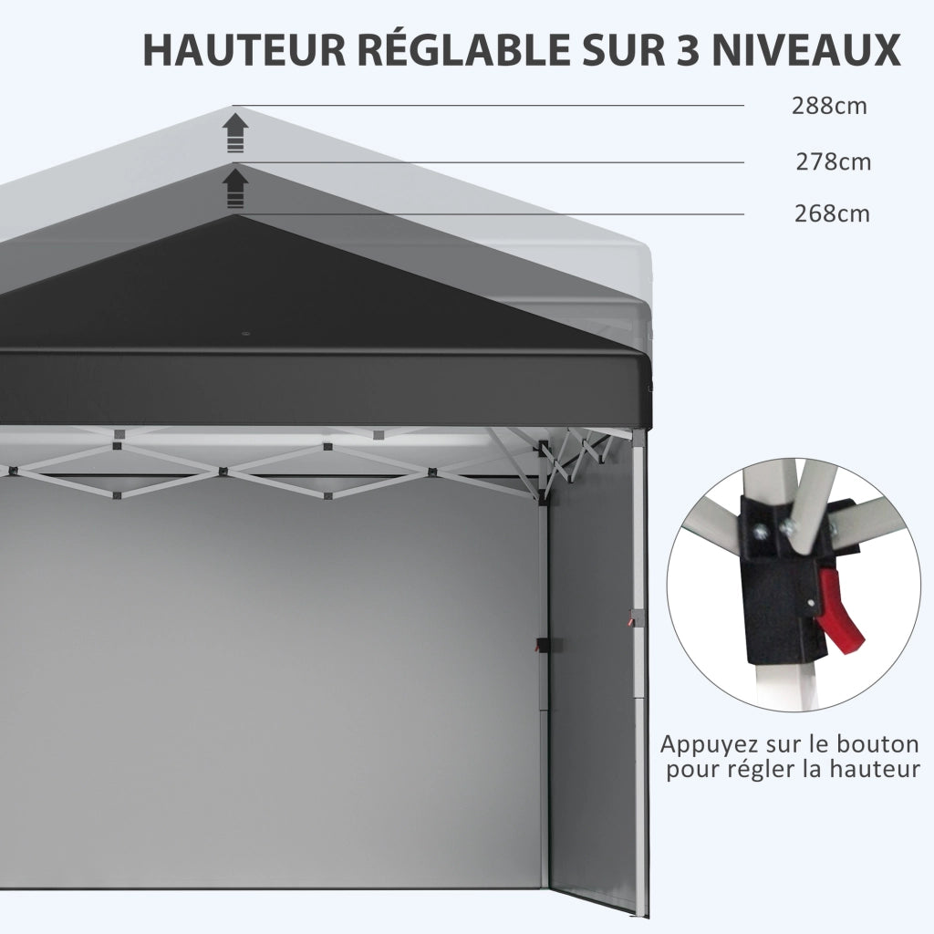 Tenda da giardino pieghevole regolabile in altezza con 2 pareti laterali e copertura UV 30+ ¨C zephmum ¨C Grigio
