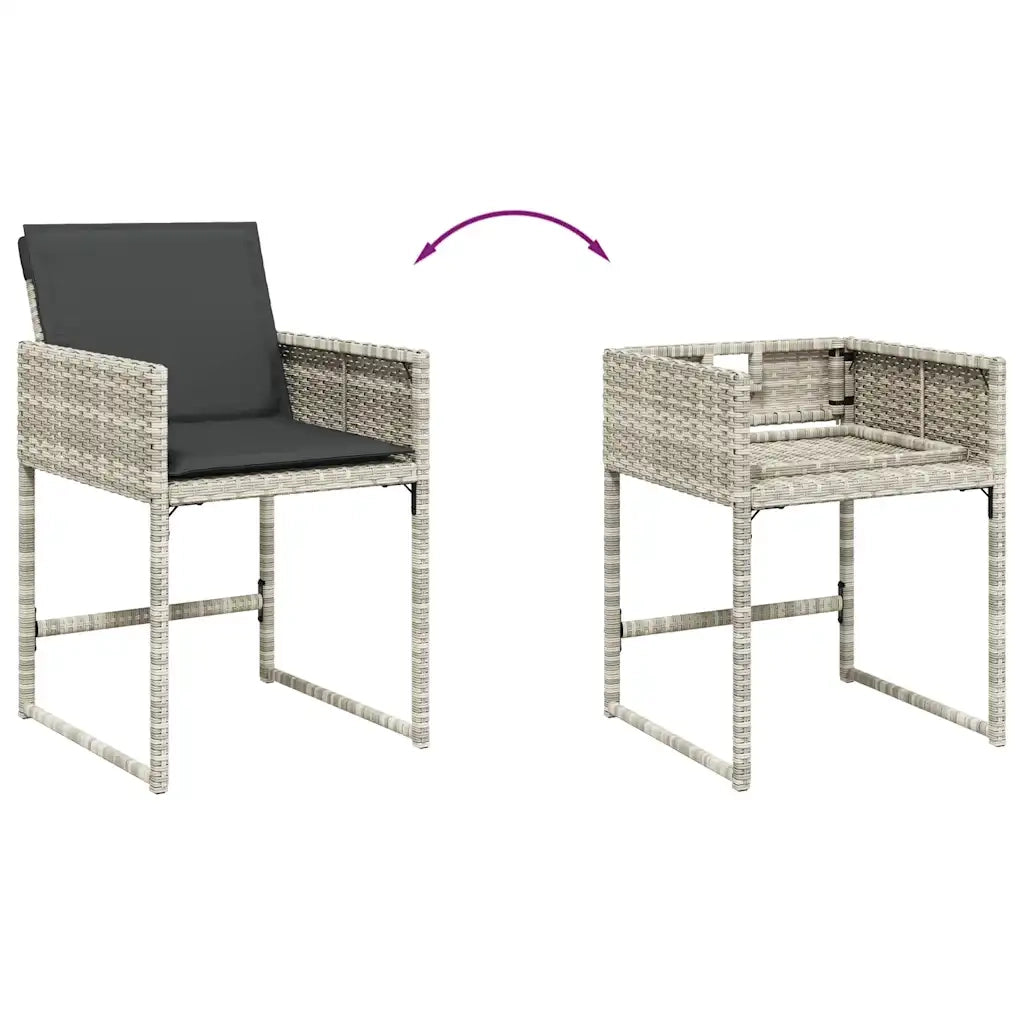 Set da Pranzo da Giardino 15 pz con Cuscini Grigio Polyrattan