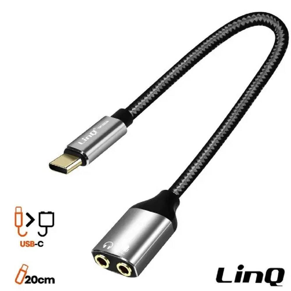 Trade Shop - Cavo Adattatore Audio Da Type-c A Doppio Jack 3,5mm Cuffie + Microfono Tpc3536 -