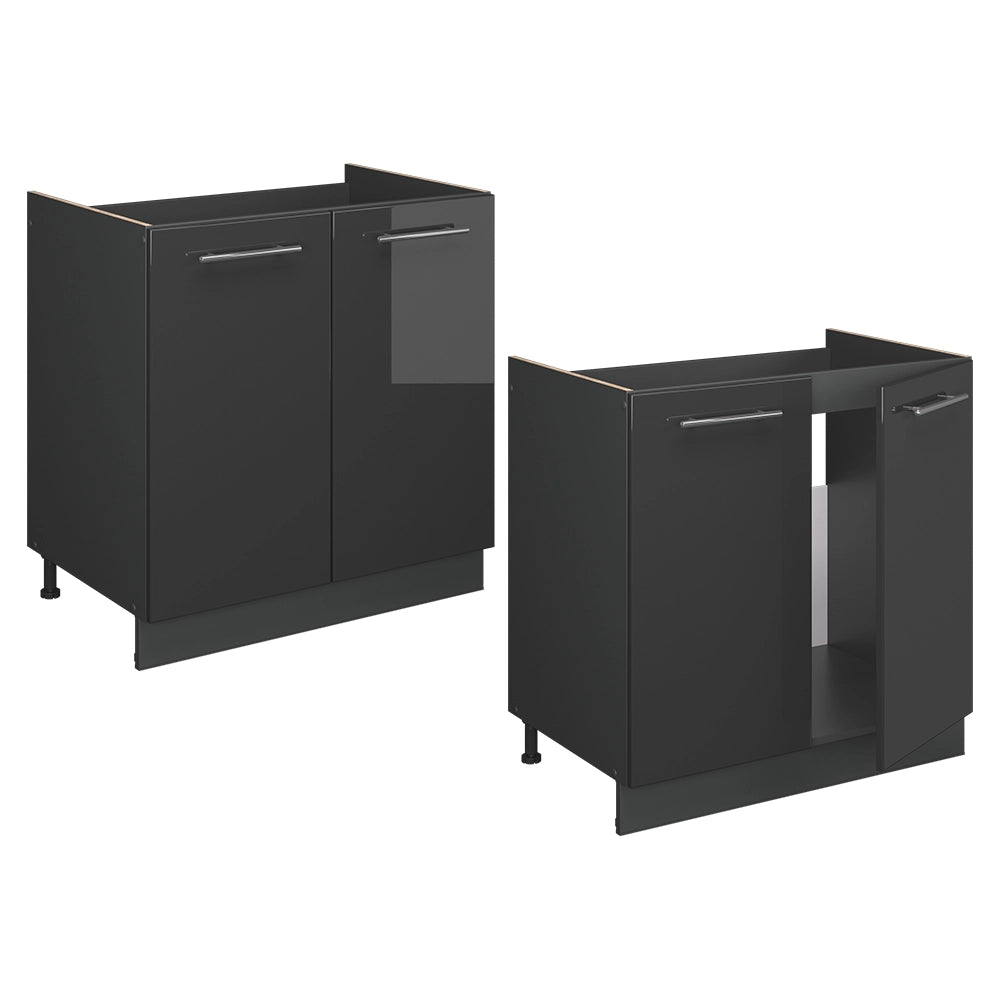 Vicco Mobile lavello cucina Antracite lucido 80 cm , PL Rovere
