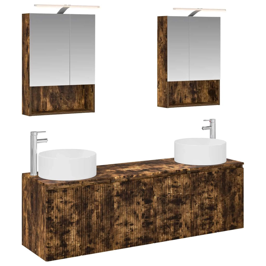 Set di Armadi da Bagno 5 pcs Rovere Fumo Legno ingegnerizzato 3406563