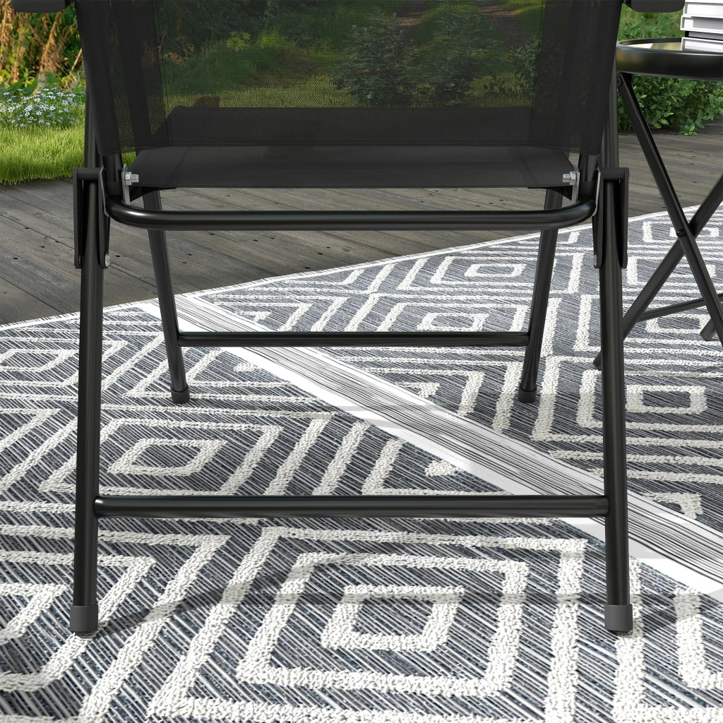 Set 3 Pezzi da Giardino con 2 Sedie 53,5x64x93 cm e Tavolino da Caffè Ø45x50 cm in Metallo Nero