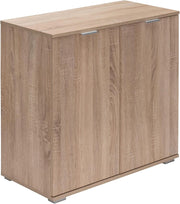 ® Cassettiera Alba 2 Ante con Ripiani 71x74x35cm Comò Armadietto Ufficio Mobiletto Rovere