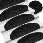 Tappetini per scale 15 pz 65x21x4 cm Nero Semicircolari Grandi 133901