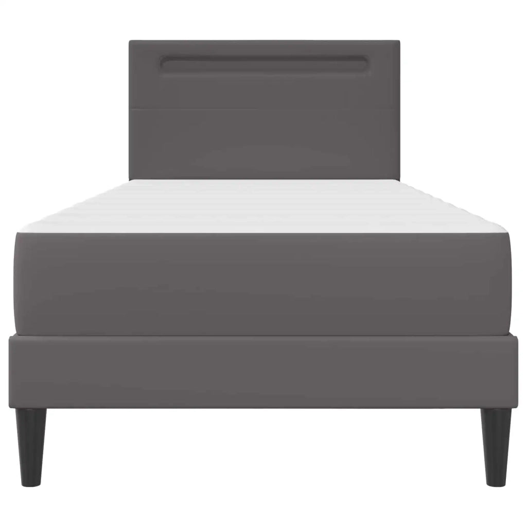 Struttura del letto con testiera-Giroletto Grigio 90 x 190 cm Similpelle 587920