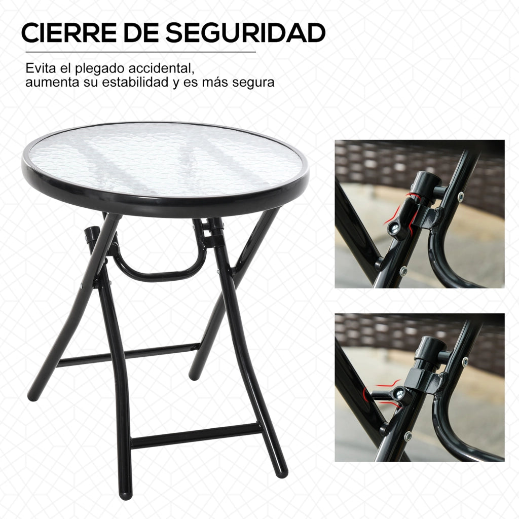 Tavolo rotondo pieghevole in vetro ¨C zephmum ¨C nero ?45x50 cm
