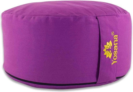 Cuscino meditazione a forma rotonda, con imbottitura in spelta biologica - cuscino meditazione con altezza di seduta 17cm e diametro 35cm, base del cuscino con fodera lavabile in cotone biologico e maniglia portacuscino