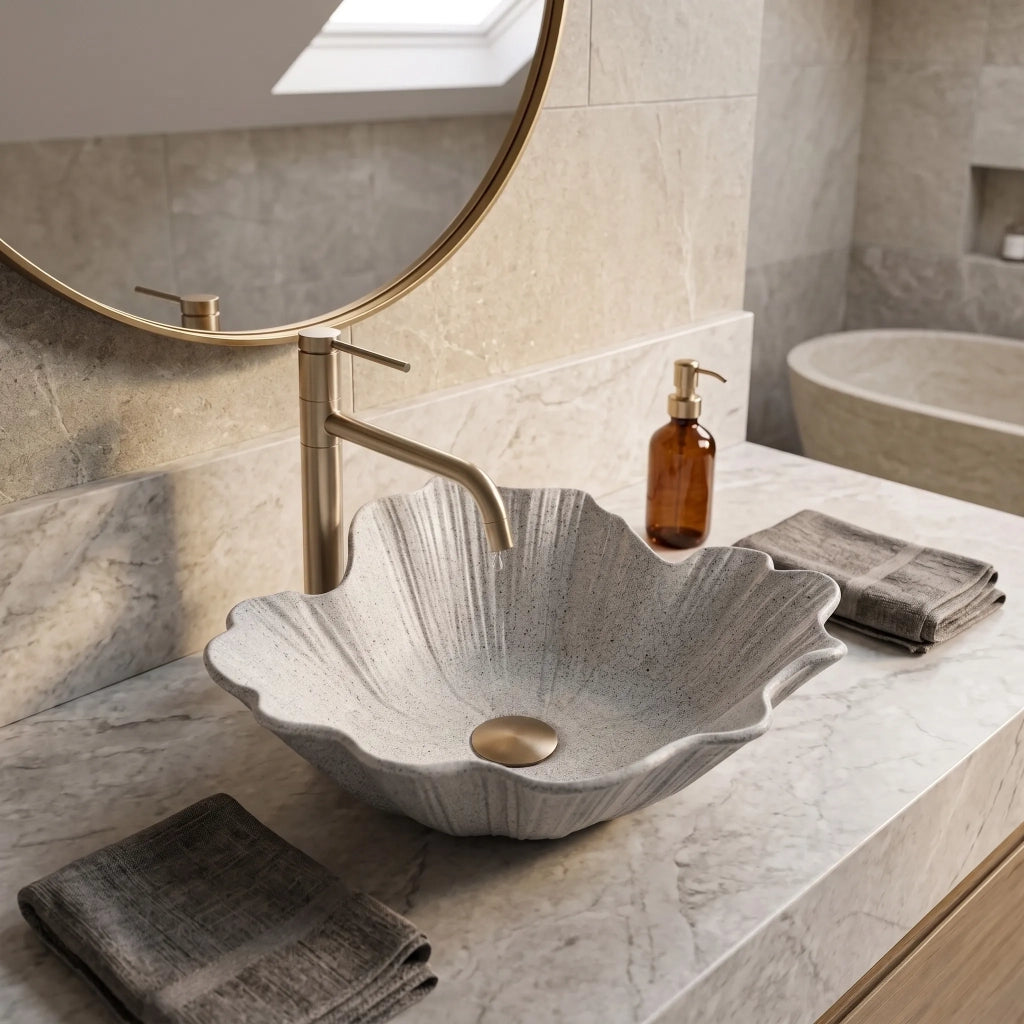 Lavabo Da Appoggio Rea Flower Grey