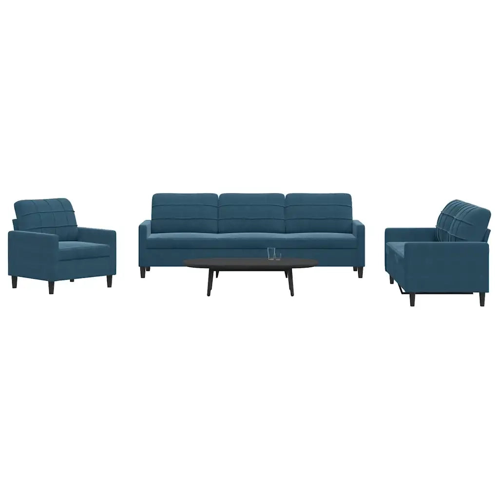 vidaXL Set di Divani 4 pz con Cuscini Blu in Velluto