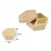 Trade Shop - Scatola Portagioie Legno Con Bacheca Esagonale 3 Posti Scomparti 7x5.5cm 74021a -