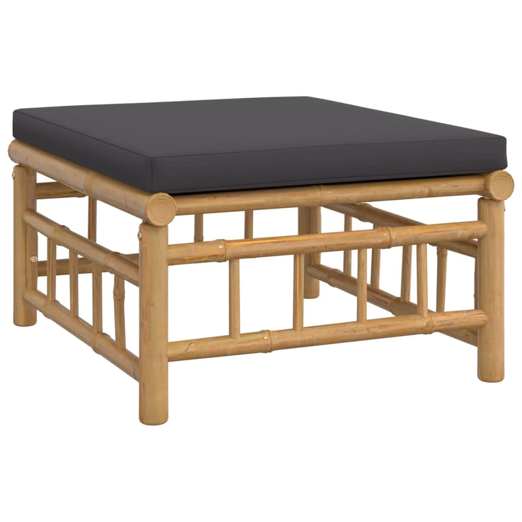 Set di mobili da giardino per esterni 4 pezzi con cuscini in bambù grigio scuro 02_0016136