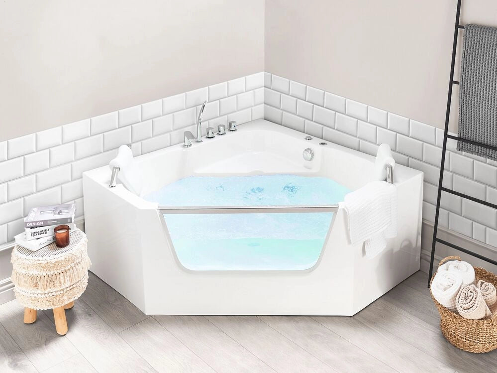 Vasca da bagno angolare in acrilico con funzione idromassaggio 1500 x 1500 mm con poggiatesta Design classico