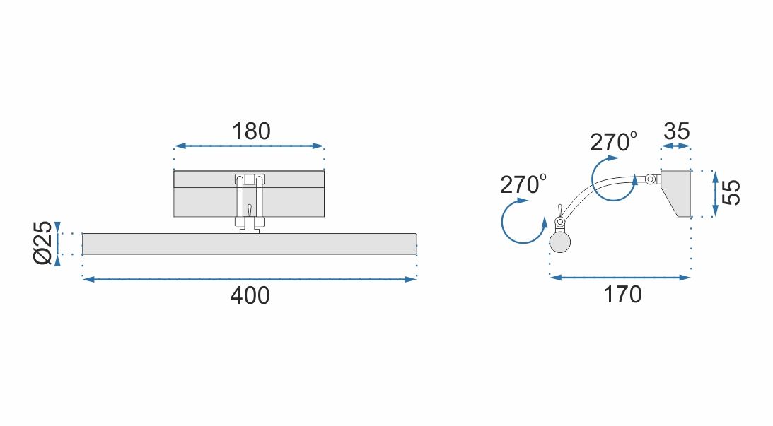 Lampada Da Parete Da Bagno Led Sopra Specchio 5w 40cm APP364-1W Cromo