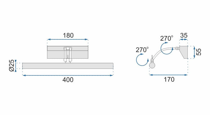Lampada Da Parete Da Bagno Led Sopra Specchio 5w 40cm APP364-1W Cromo