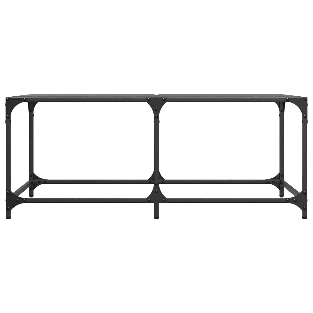 Tavolino con Piano in Vetro Nero 98,5x50x40 cm Acciaio 845979