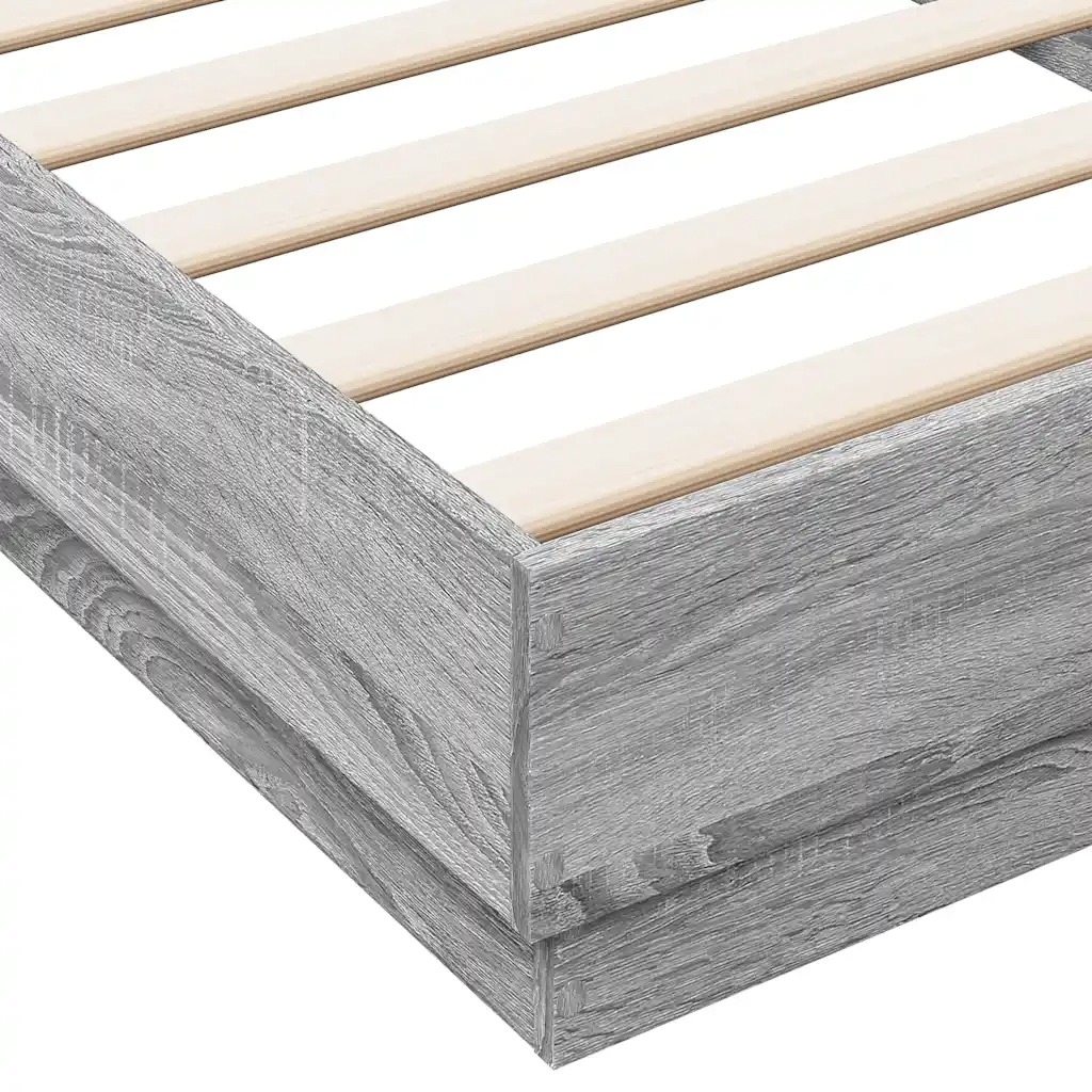 Giroletto con LED-Struttura Letto Grigio Sonoma 100x200 cm