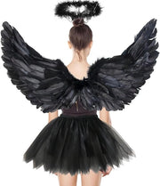Costumi da angelo per adulti - 3 pezzi costume da angelo per donne - 60 cm ali da angelo - 70-110 cm gonna a tulle per donne - ali da angelo per adulti - gonna a tutù - ali da angelo per bambini