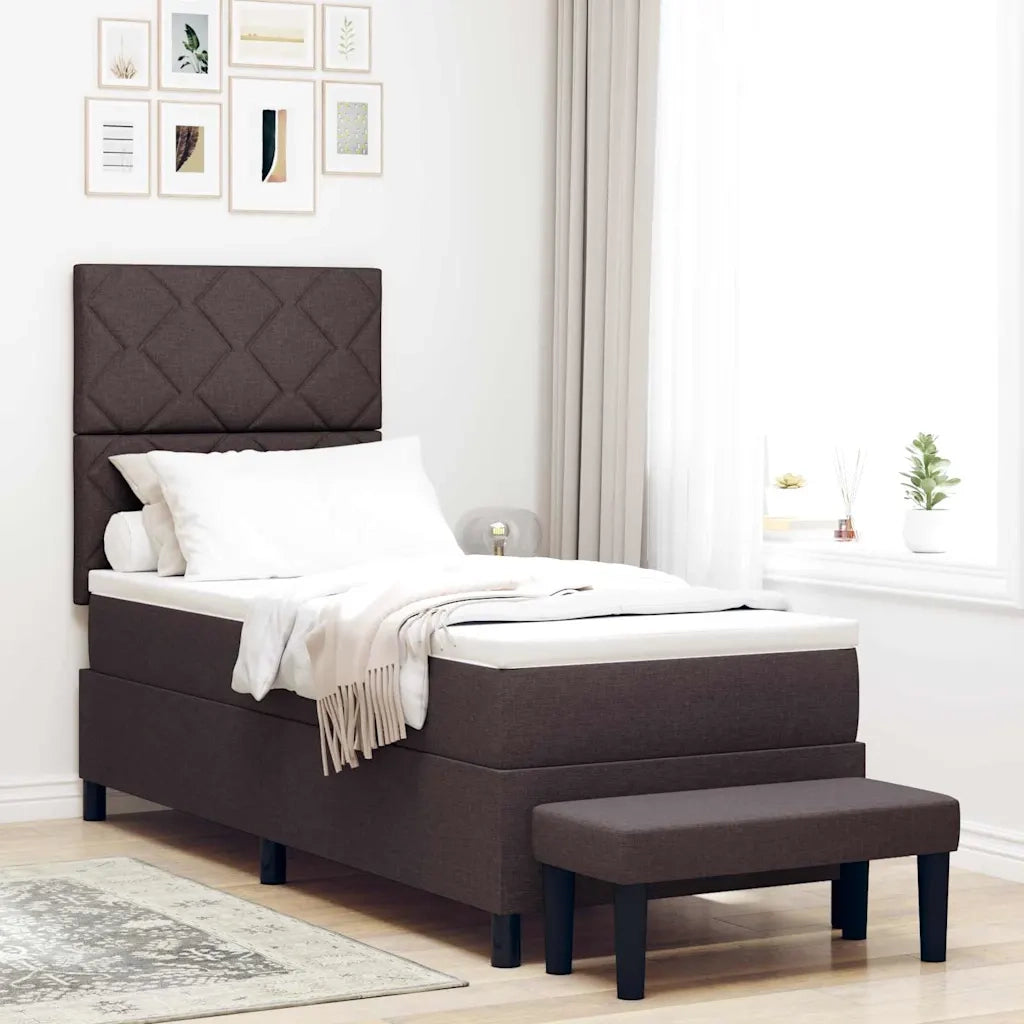 Letto a molle con testiera Marrone Scuro 80 x 200 cm Tessuto 3344103