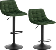 Set di 2 Sgabelli da Bar per Casa Moderni Sgabelli Cucina Girevoli con Poggiapiedi, in Velluto Verde Scuro BH273dgn-2