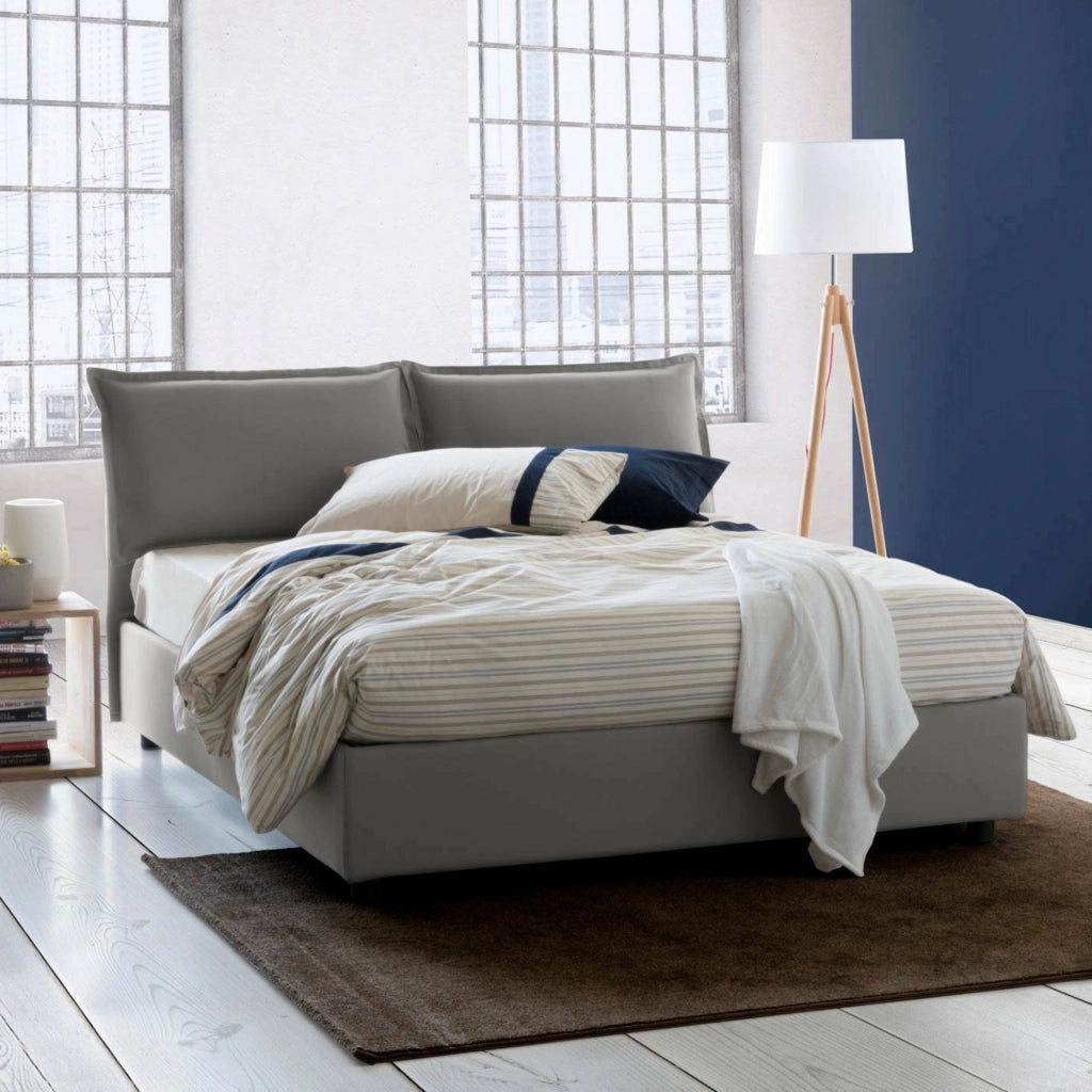 Letto Matrimoniale Amelinda, Letto Matrimoniale Materasso Incluso Made in Italy, Grigio