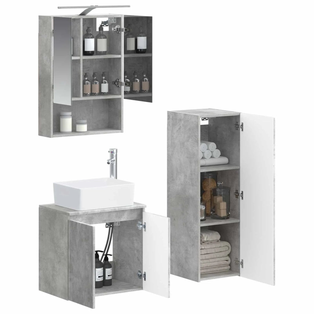 Set di mobili per il bagno 4 pcs Grigio Cemento 3407442