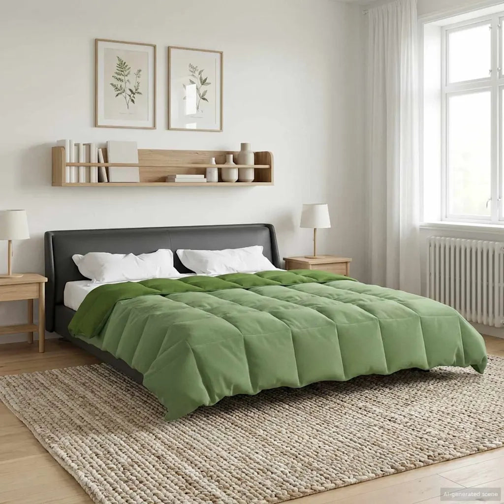 Duvet Invernale Trapuntato Verde 240 x 260 cm Microfibra 42026132