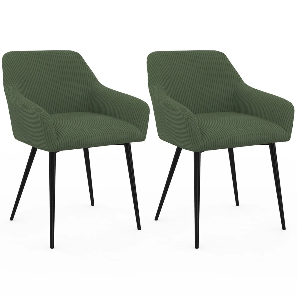 IDMarket - Set di 2 sedie e poltrone da pranzo JANY in velluto a coste color kaki
