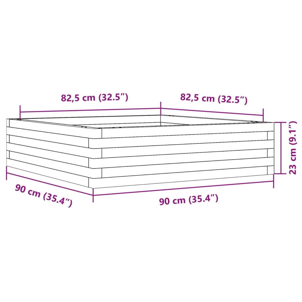 Fioriera da Giardino Bianca 90x90x23 cm Legno Massello di Pino 847204