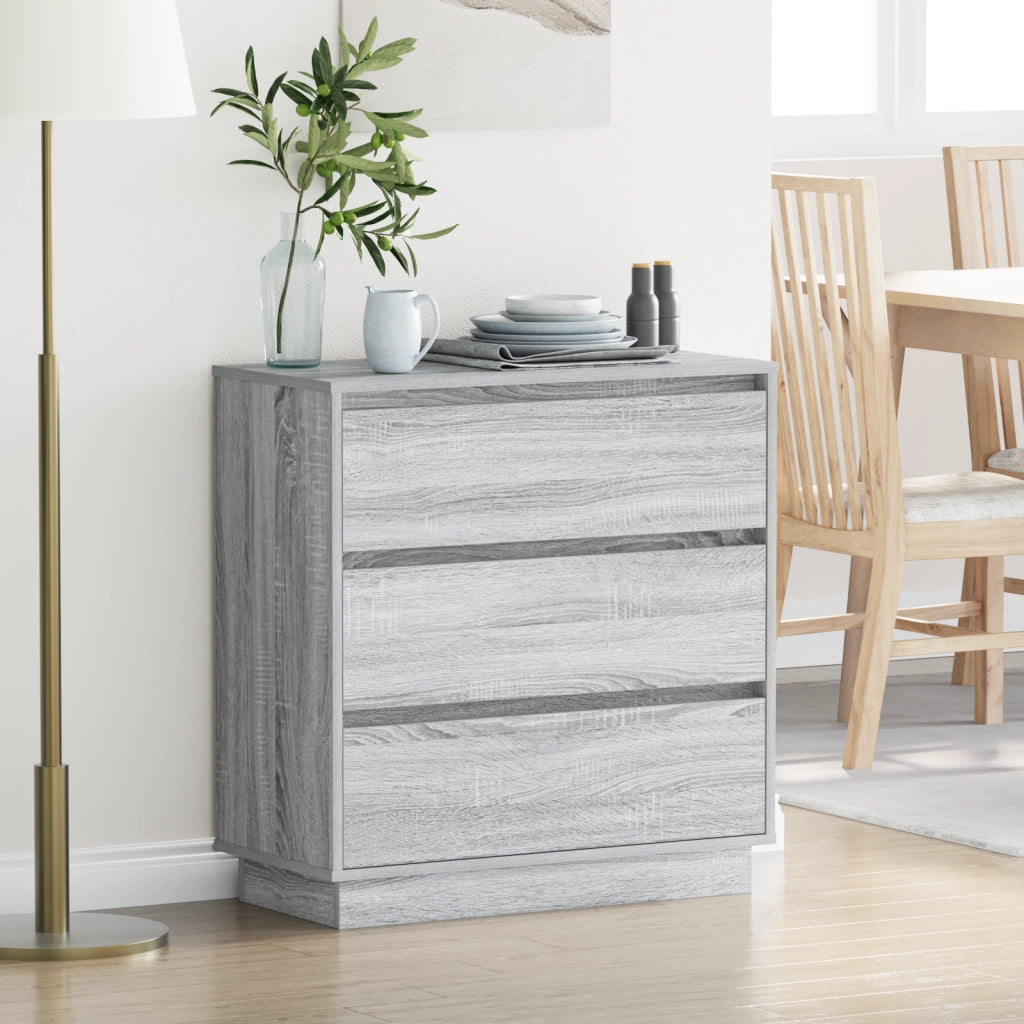 Comodino  con LED Grigio Sonoma 71x34,5x75 cm Legno ingegnerizzato