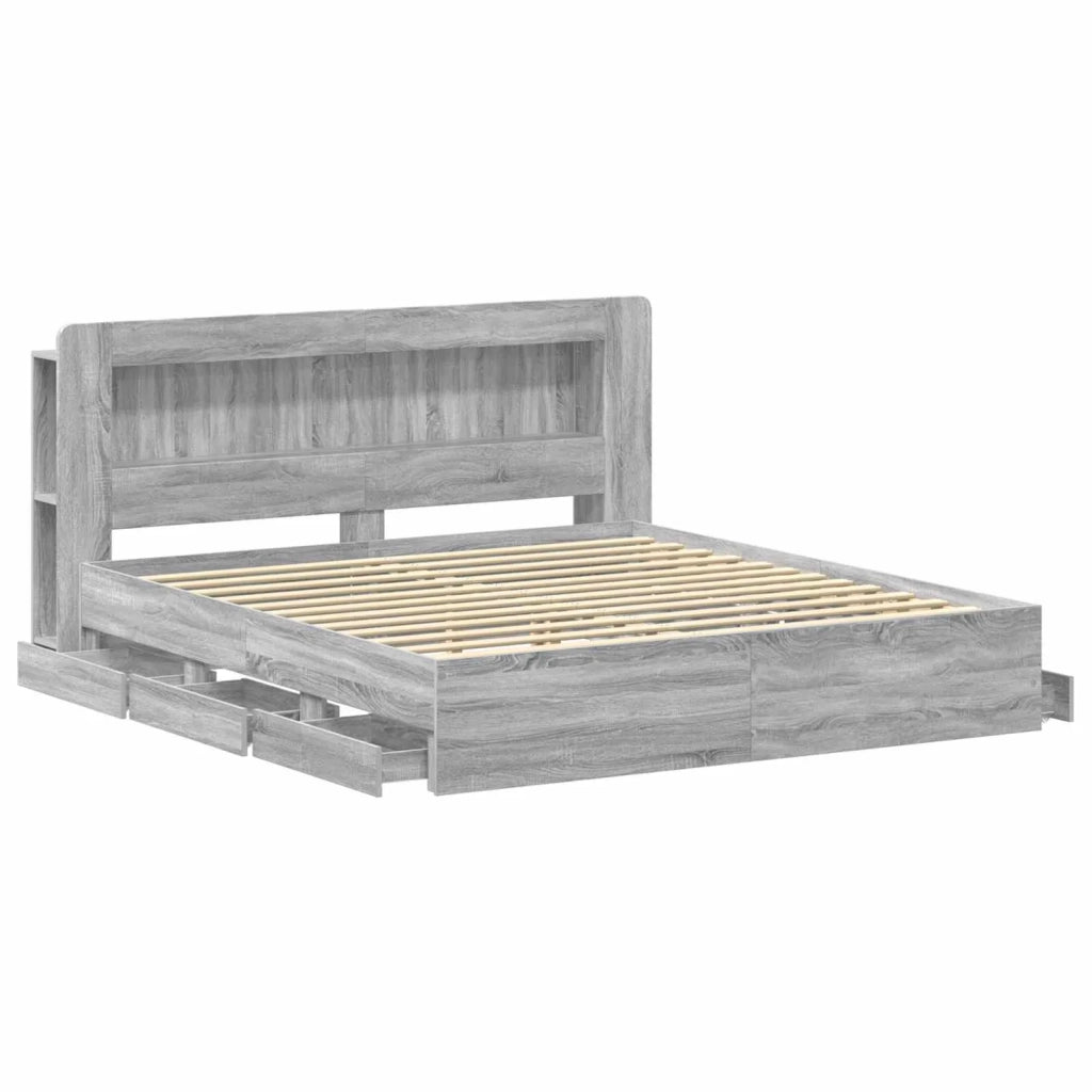 Struttura del letto con stoccaggio e testata Sonoma grigio 3434066