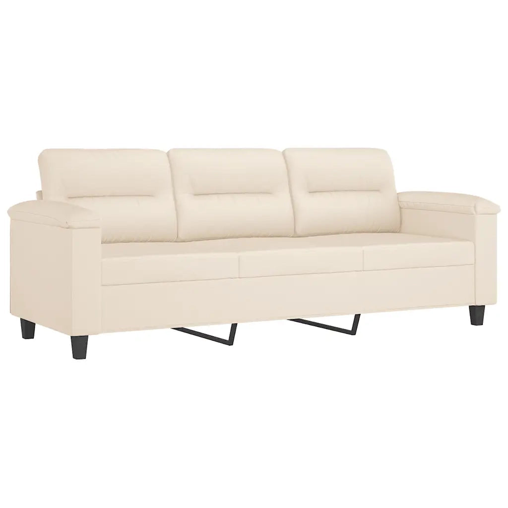 Set Divani 4 pz con Cuscini Beige in Tessuto Microfibra