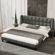 Letto imbottito matrimoniale 180x200 cm in velluto grigio con rete a doghe e testiera