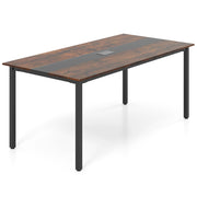 Scrivania da ufficio 180 x 90 cm tavolo rettangolare per riunioni-Tavolo da conferenza con sistema di gestione dei cavi per 8-10 persone