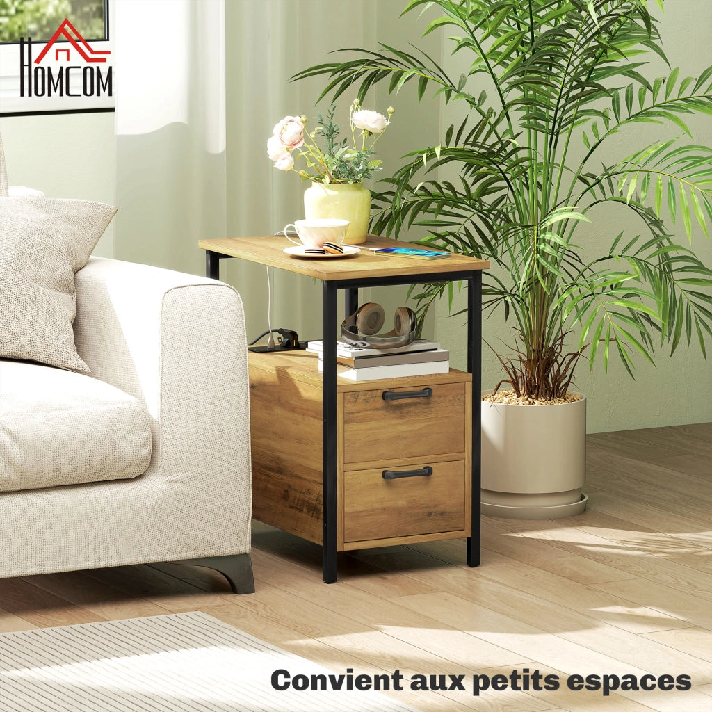 Tavolino da salotto con 2 prese USB e 1 presa Type C ¨C zephmum ¨C Legno naturale