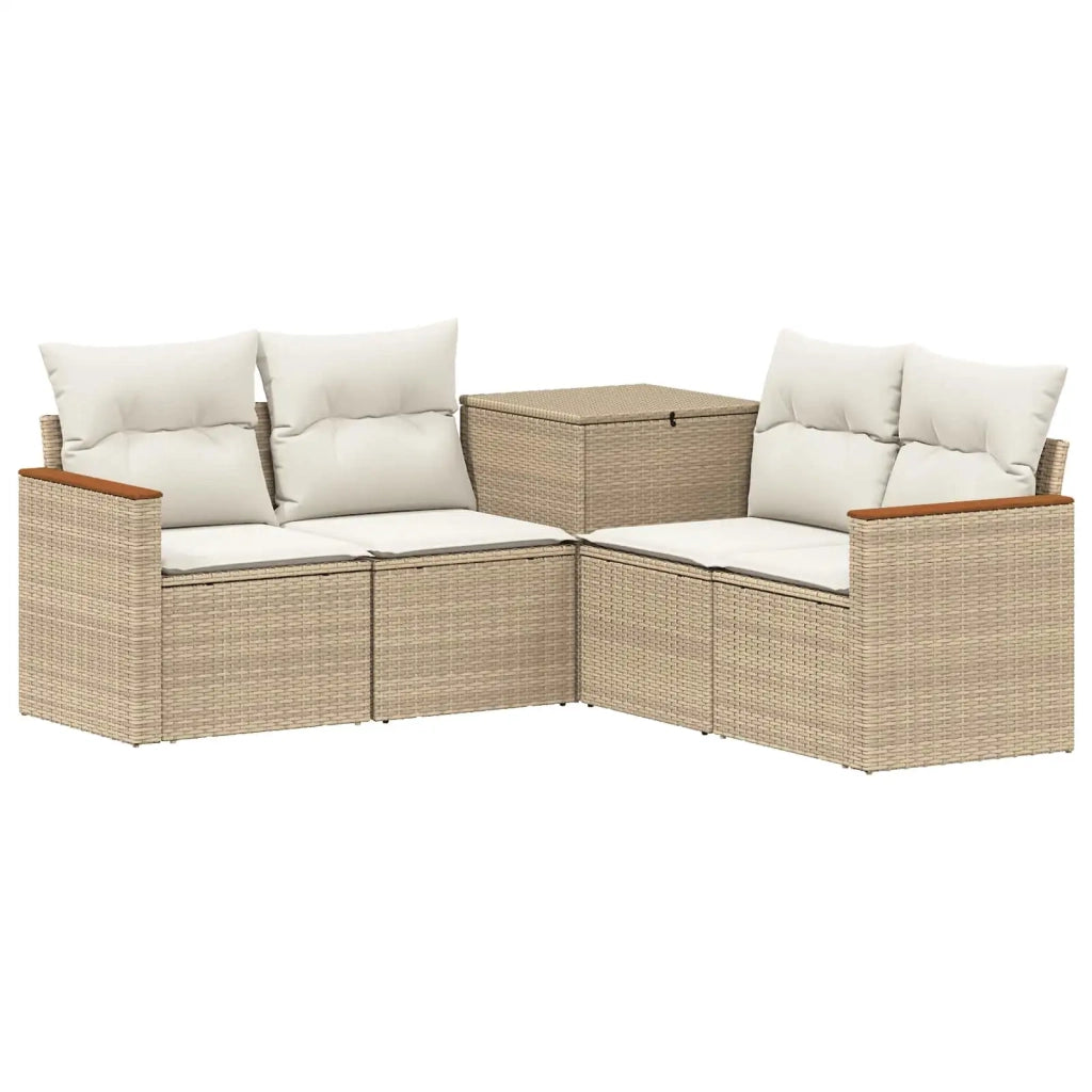 Set di divani 5 pz Beige e Bianco Crema 3447938