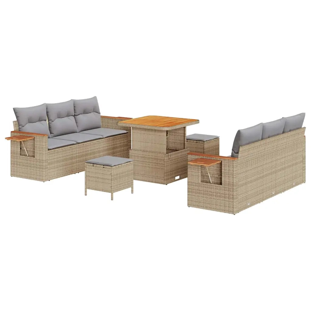 Set Divano da Giardino 11 pcs Beige e Grigio Chiaro polyrattan 3365077