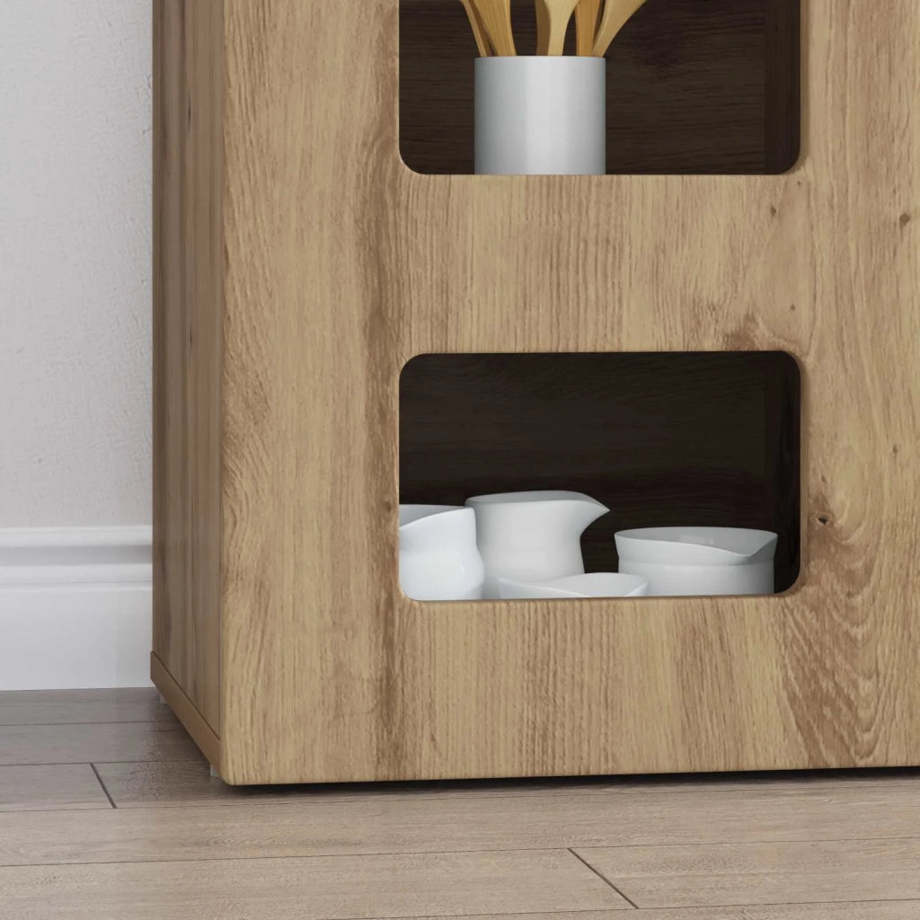 Credenza | Madia | Buffet da pranzo | Armadio da pranzo Rovere artigianale 100 x 35 x 59 cm Legno multistrato