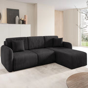 Ranco, Divano Letto con Penisola Contenitore, 245x185 cm Nero
