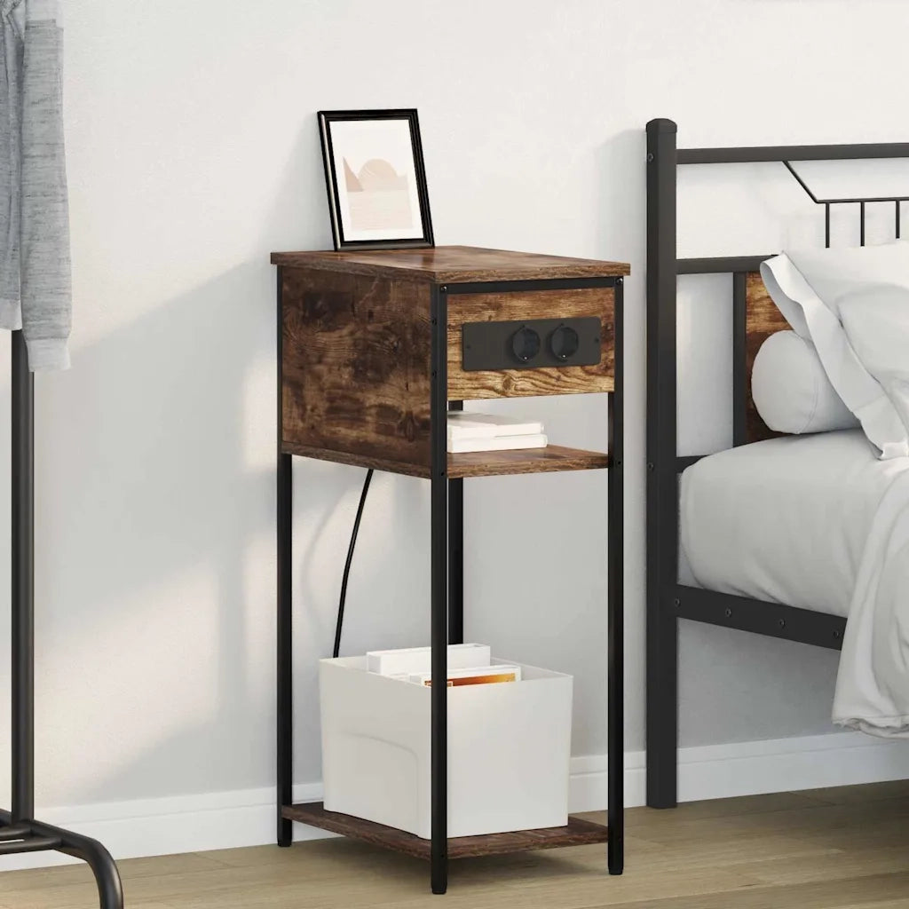 Comodino | Armadio da Notte | Mobiletto da notte Rovere fum¨¦ 41 x 28 x 76 cm Legno multistrato