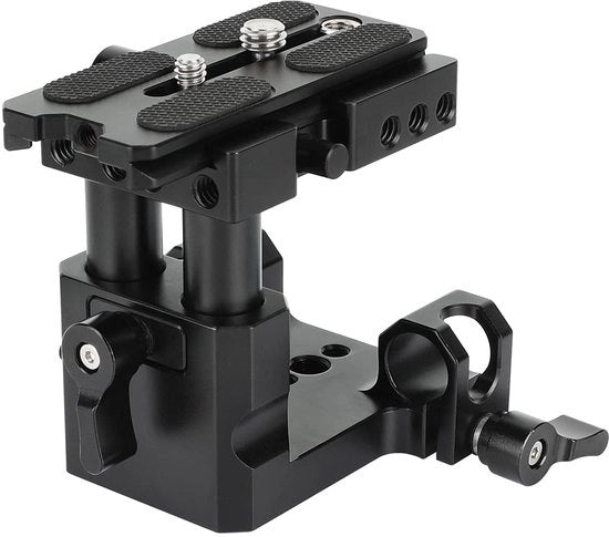 Piattaforma di supporto per macchina fotografica - Sincronizzazione rapida - 15 mm LWS Manubrio - Regolabile in altezza 1 pollice - Orecchione per stativo 1/4"-20 e 3/8"-16 - Peso ridotto 328 g - Lega di alluminio - Piattaforma per macchina fotografica