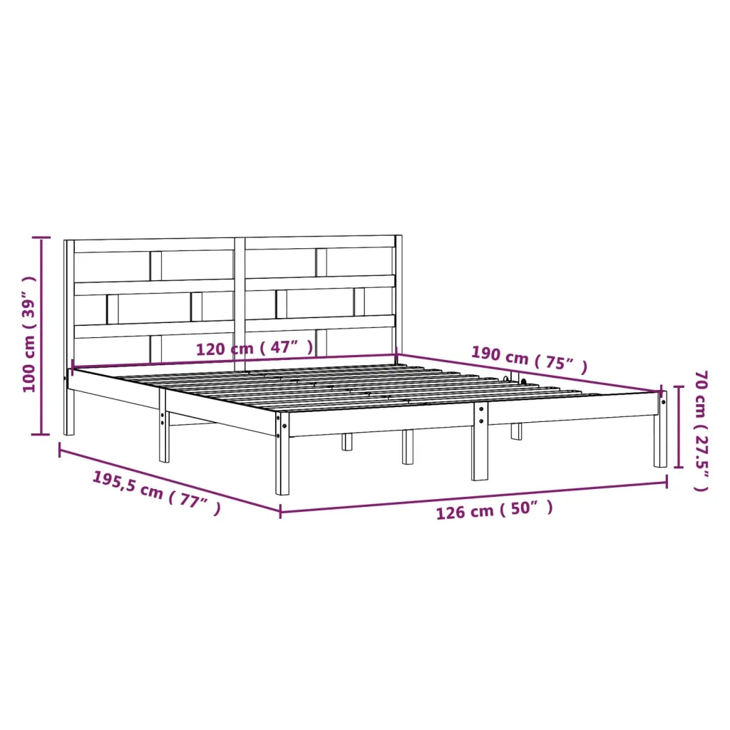 Giroletto-Struttura Letto 120x190 cm Small Double in Legno Massello 520716