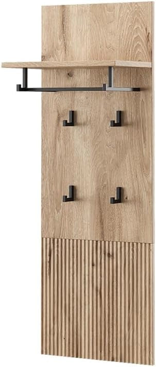 Appendiabiti da parete Eliza, Quercia vichinga, 43 x 120 cm, per montaggio a parete con più ganci per riporre