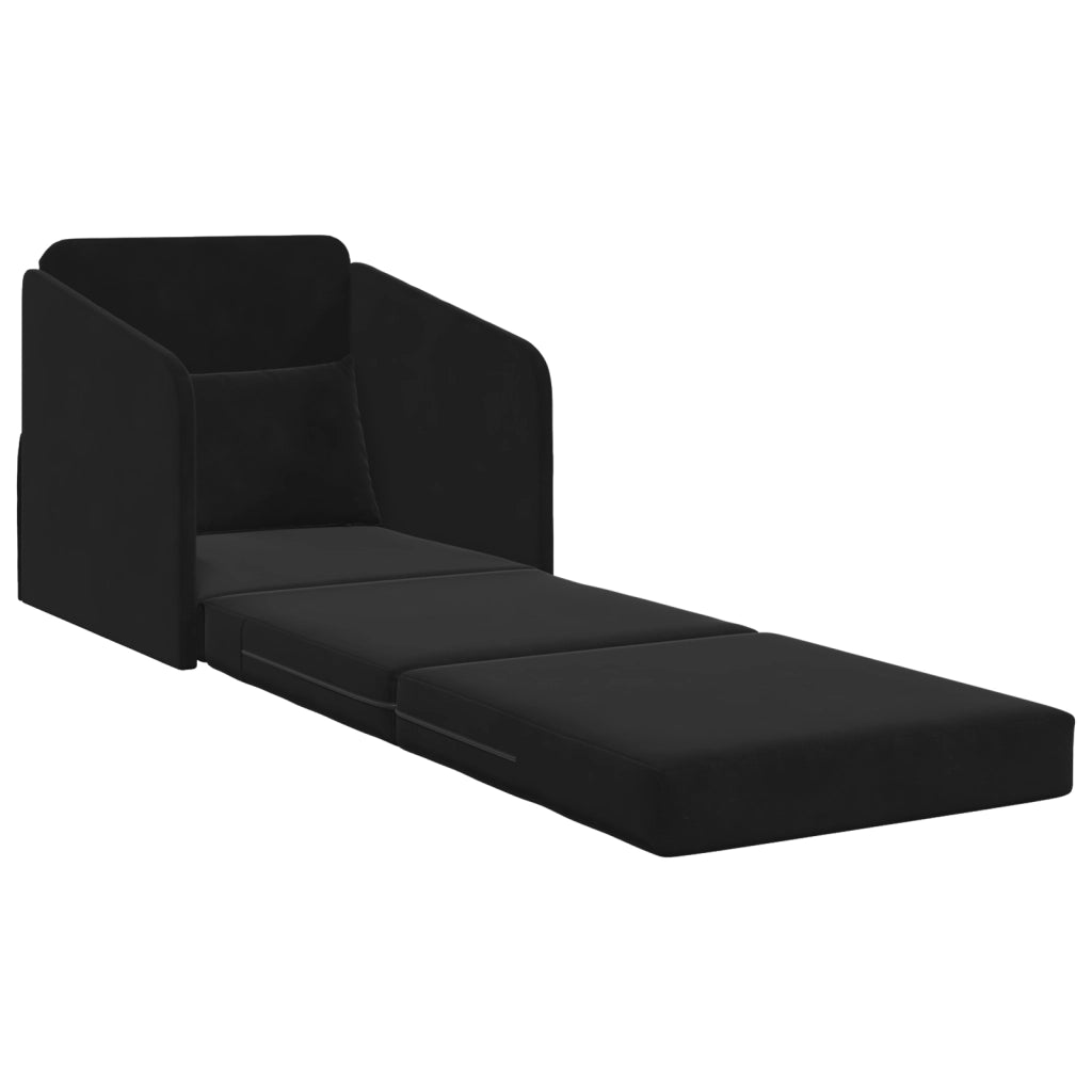 Divano Letto a Terra 2-in-1 Nero 65x80x83 cm in Velluto