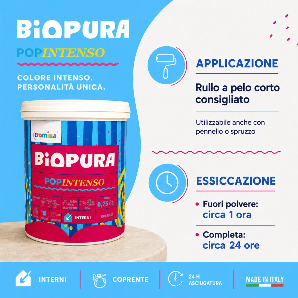 Popintenso palestra e decori interni pittura murale lavabile e coprente cromika *** formato 0,750 lt, colore- blu spl...