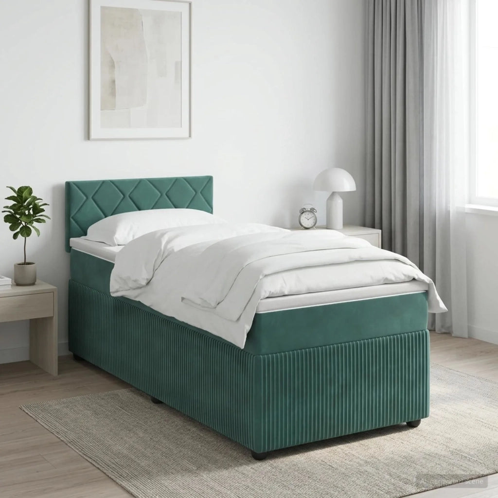 Letto box spring con materasso Verde Scuro 90 x 200 cm Velluto 3451610